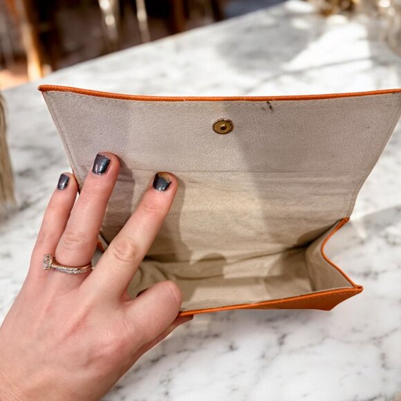 Tory Burch Sunglasses Case Orange Faux Leather Soft Case - Picture 8 of 9